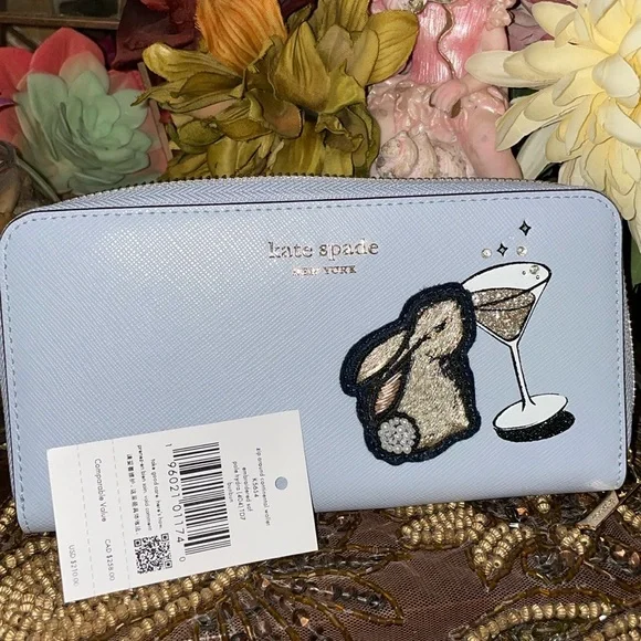 Colectebel🐇🍸 Kate Spade New York Bunbun Bunny Zip Around Continental Wal… - Picture 10 of 13